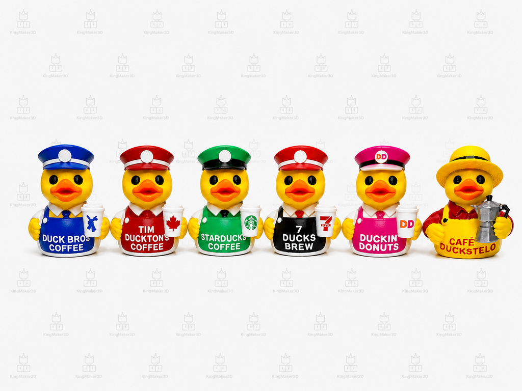 Starbucks, Dunkin Donuts, 7 Brew, Tim Horton's Cafe Bustelo and Dutch Bros Inspired Duck