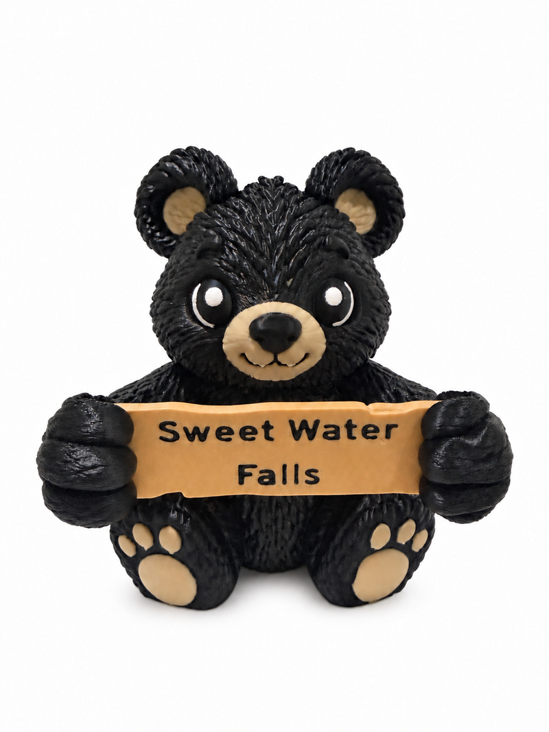 Critter Crew Black Bear Desk Buddy with Interchangeable Sign | Personalized 3D Printed Bear | Custom Name Sign | Cute Desk Decor