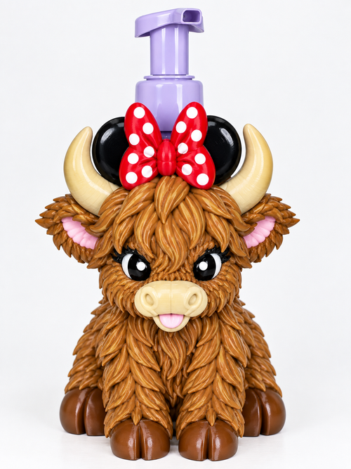 Highland Cow Soap Holder for Bath & Body Works | Light or Dark Brown | Mickey or Minnie Inspired | Custom Bow Color