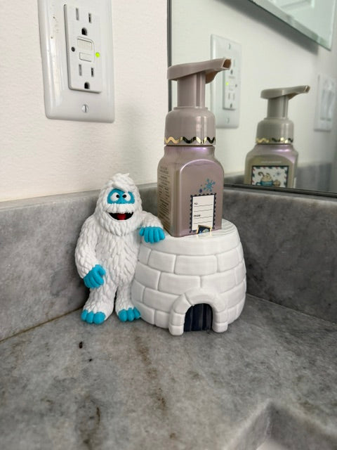 Bumble Yeti Inspired Soap Holder, Abominable Snow Monster on Igloo, Bath & Body Works Foaming Soap Holder, Christmas Bathroom Decor