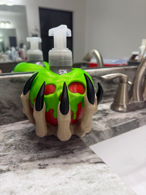 Poison Apple Glow in the Dark Soap Holder, Snow White Inspired Halloween Decor, Bath & Body Works Foaming Soap Holder, 3D Printed PETG