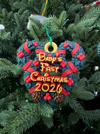 Personalized Mickey Mouse Inspired Christmas Wreath Ornament, Custom Name Ornament, Disney Inspired Holiday Decor, 3D Printed Gift