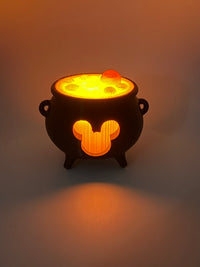 Mouse Ear Cauldron Tea Light Holder, 3D Printed Fall Halloween Decor with LED Light