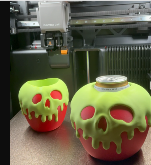 Poison Apple Can Holder, 12 oz Standard Can Sleeve, Spooky Drink Holder, Halloween Decor, Fairytale Inspired 3D Printed Cup Holder