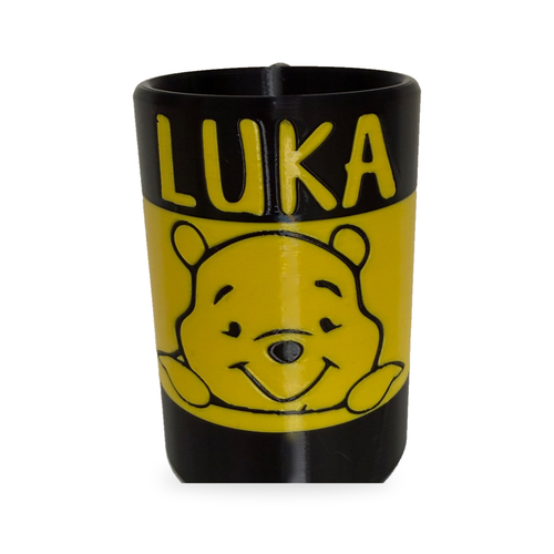 Personalized Winnie the Pooh Juice Box Holder, Bear Inspired Kids Cup, Custom Name Toddler Drink Holder, Birthday Gift, 3D Printed Mug
