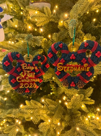 Personalized Mickey Mouse Inspired Christmas Wreath Ornament, Custom Name Ornament, Disney Inspired Holiday Decor, 3D Printed Gift