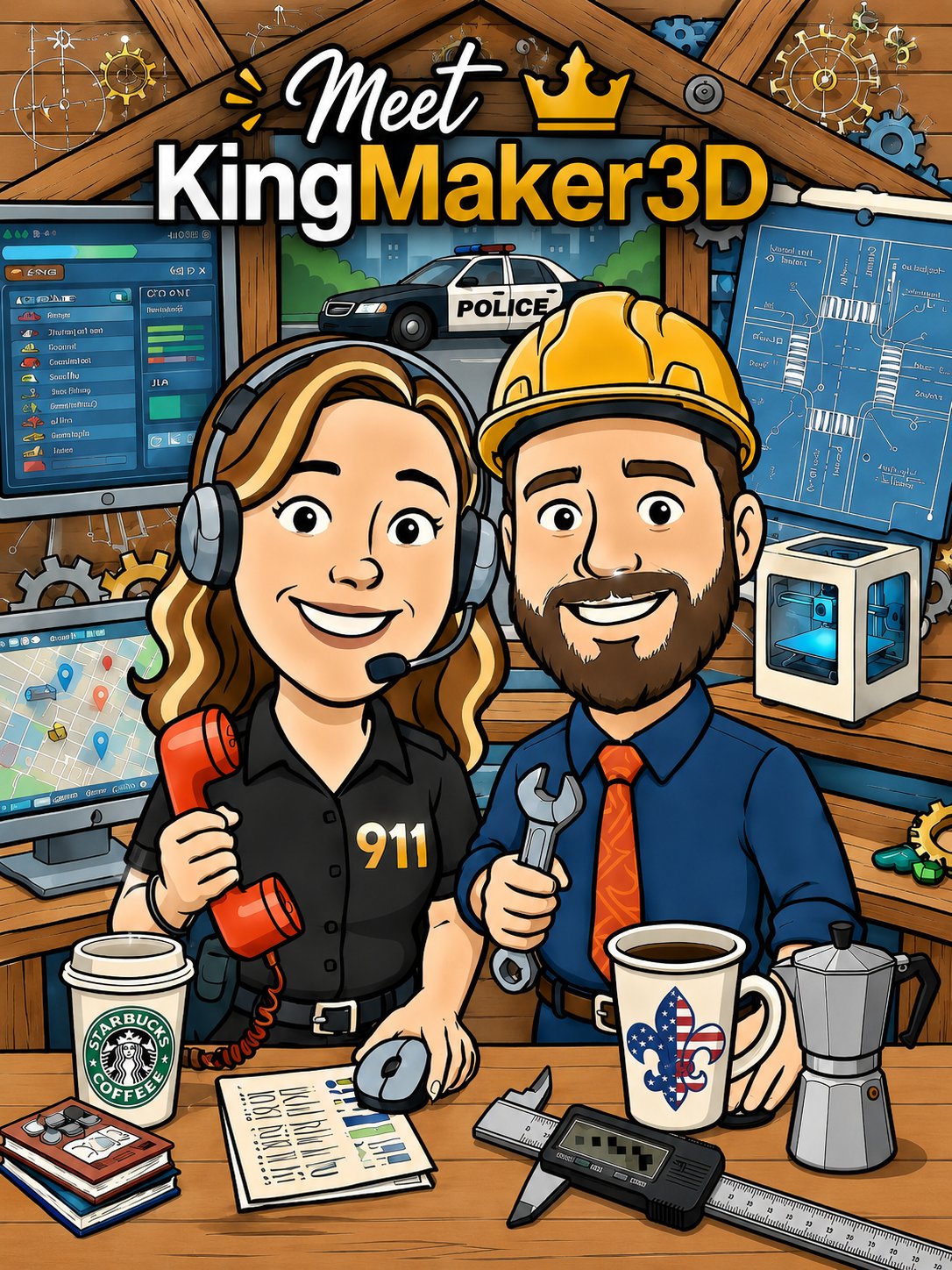 Cody and Stephanie, founders of KingMaker3D - husband and wife 3D printing team from South Florida